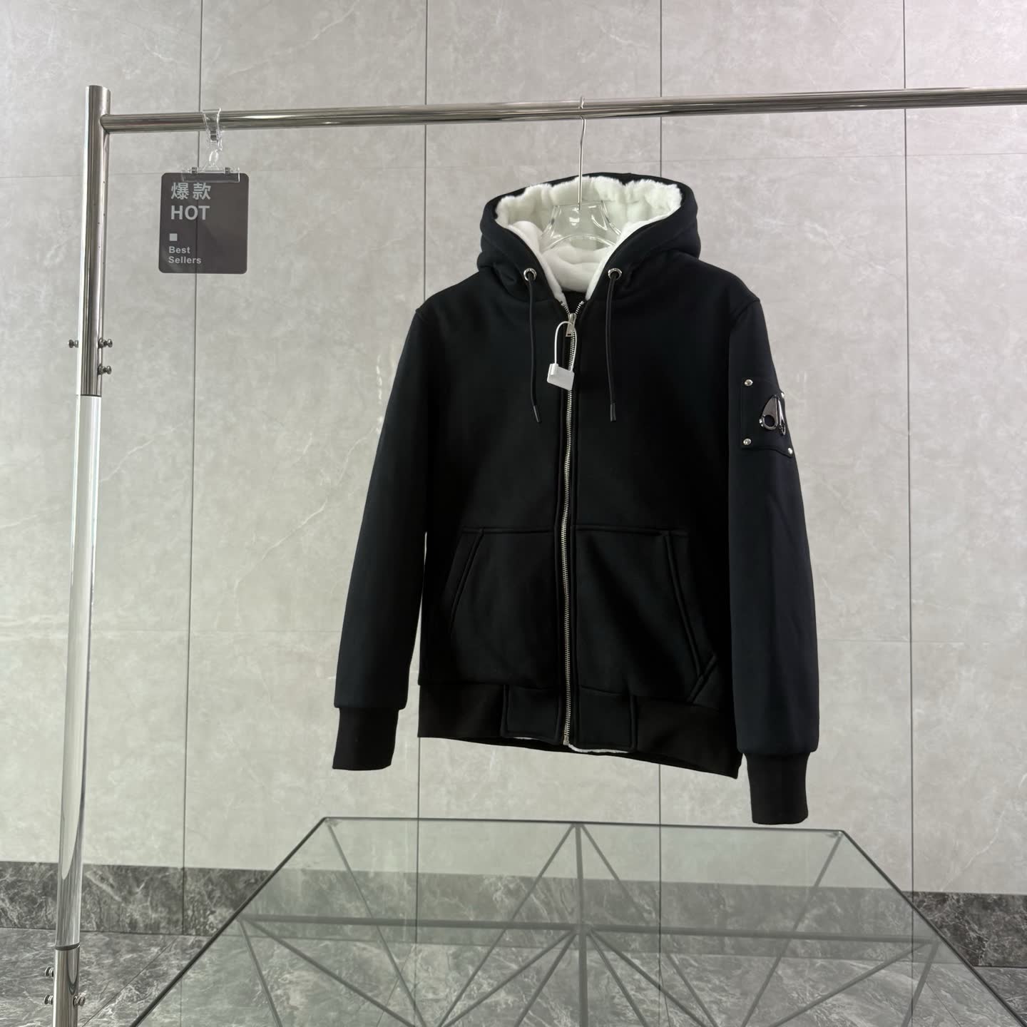 Moose Knuckles Shearling-Lined Zip Hoodie Moose Knuckles Shearling-Lined Zip Hoodie